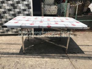 BÀN ĂN INOX CHỮ NHẬT 1.0 X 2.0 X 0.75 (M) CHÂN RỜI